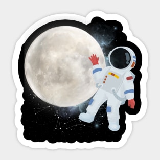 Flying floating astronaut Ufo alien funny cute spaceship moon mars cosmic space Sticker